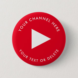 Badge Rond 5 Cm Nom de chaîne Youtube Personnalisé Rouge