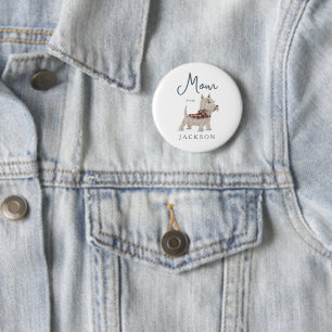 Badge Rond 5 Cm Nom de chien terrier chiot mignon pour fête d'anni