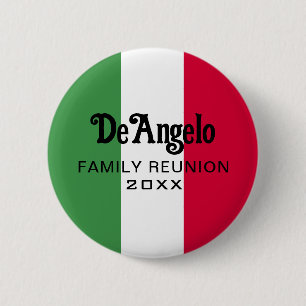 Badge Rond 5 Cm Nom de famille italien Drapeau personnalisé Couleu