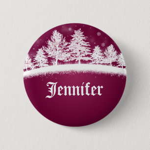 Badge Rond 5 Cm Nom de fête de Noël Tags Rose chaud