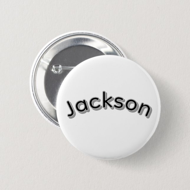 Badge Rond 5 Cm Nom de garçon Jackson, (Devant & derrière)