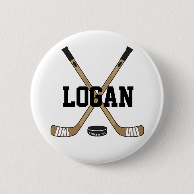 Badge Rond 5 Cm Nom de hockey personnalisé Hockey Pinback Flare (Devant)