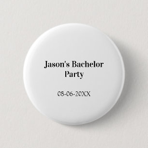 Badge Rond 5 Cm Nom de la fête de Bachelor date simple minimal mei