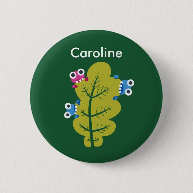 Badge Rond 5 Cm Nom de l'amant de la nature verte (Devant)