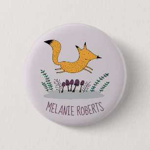 Badge Rond 5 Cm Nom de l'enfant d'illustration de la Fox de mignon