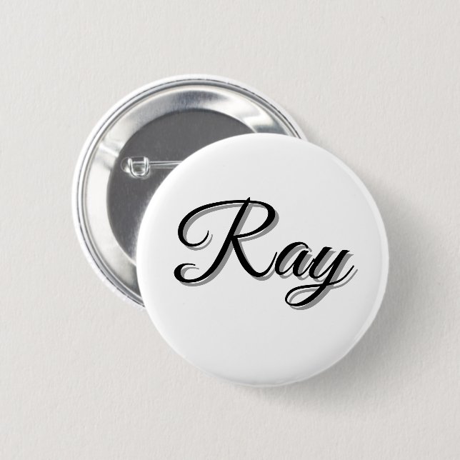 Badge Rond 5 Cm Nom de Ray Mens, (Devant & derrière)