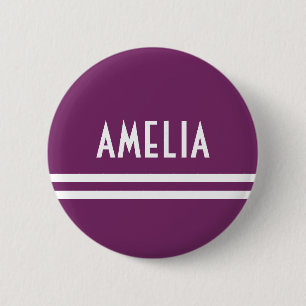 Badge Rond 5 Cm Nom des bandes de décodage Monogramme blanc pourp