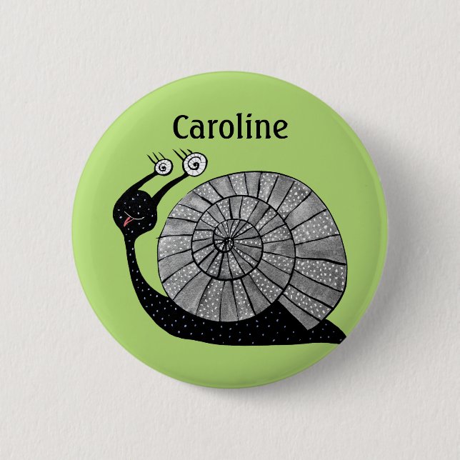Badge Rond 5 Cm Nom des enfants verts de mûre escargot (Devant)