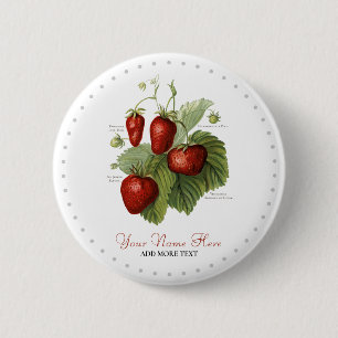 Badge Rond 5 Cm Nom des variétés de fraises Vintages mignonnes