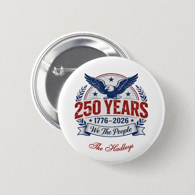 Badge Rond 5 Cm Nom du 250e anniversaire de l'Amérique (Devant & derrière)