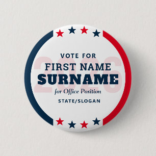 Badge Rond 5 Cm Nom du candidat à une campagne électorale politiqu