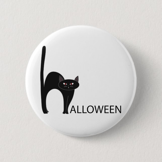 Badge Rond 5 Cm Nom du chat noir Halloween (Devant)