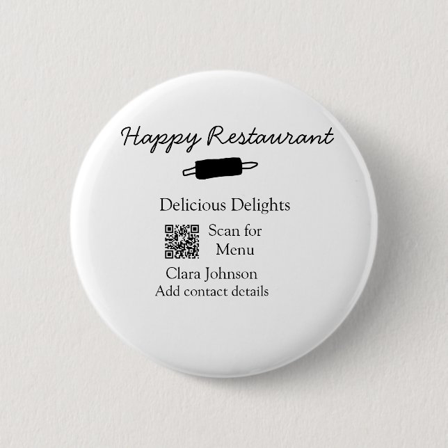 Badge Rond 5 Cm Nom du restaurant scan QR menu ajouter les coordon (Devant)