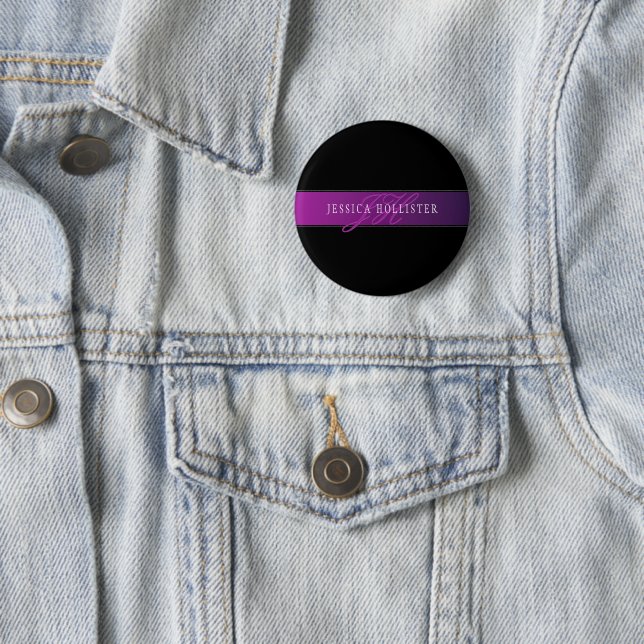 Badge Rond 5 Cm Nom élégant & initiale/s monogrammée/s (En situation)