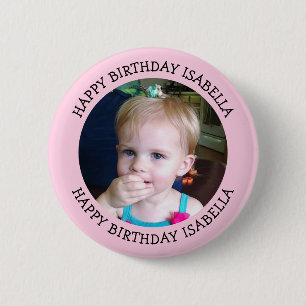 Badge Rond 5 Cm Nom et photo personnalisés Anniversaire