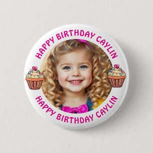Badge Rond 5 Cm Nom et photo personnalisés Anniversaire