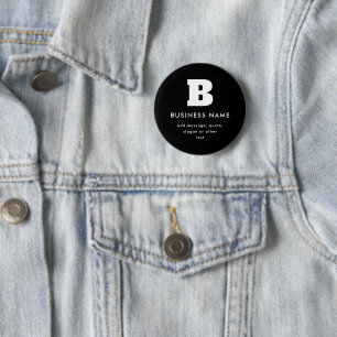 Badge Rond 5 Cm Nom et slogan commercial modifiables Noir et bla