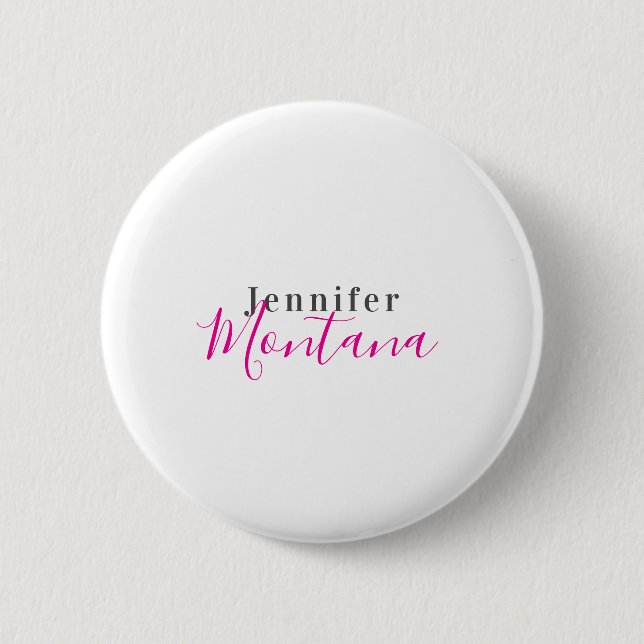 Badge Rond 5 Cm Nom minimaliste moderne et élégant professionnel (Devant)