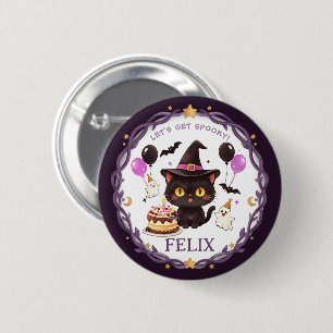 Badge Rond 5 Cm Nom modifiable Sorcière Mignonne et Effrayante Cha
