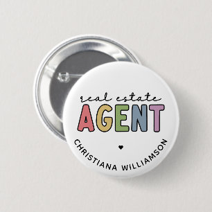 Badge Rond 5 Cm Nom personnalisé Agent immobilier Cadeaux immobi