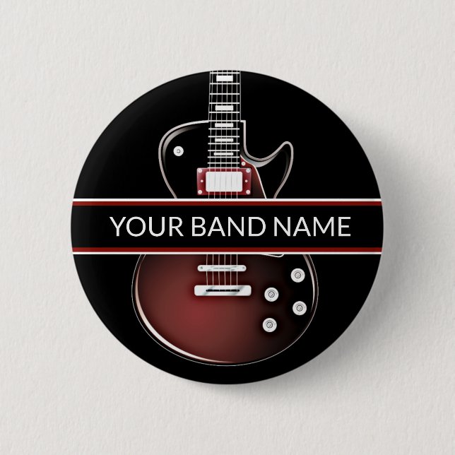 Badge Rond 5 Cm Nom personnalisé Bande Merch Guitare Rock et broch (Devant)