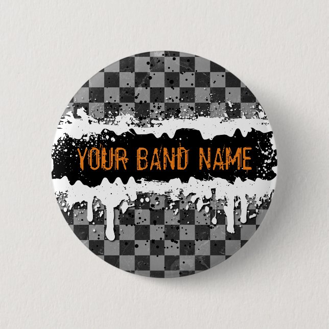 Badge Rond 5 Cm Nom Personnalisé Bande Merch Punk Rock Music Pin (Devant)
