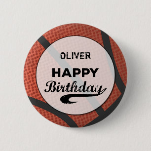 Badge Rond 5 Cm Nom Personnalisé Basketball Anniversaire Grand Bal