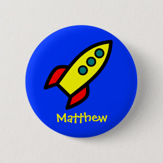 Badge Rond 5 Cm Nom personnalisé - bateau de Rocket de bande