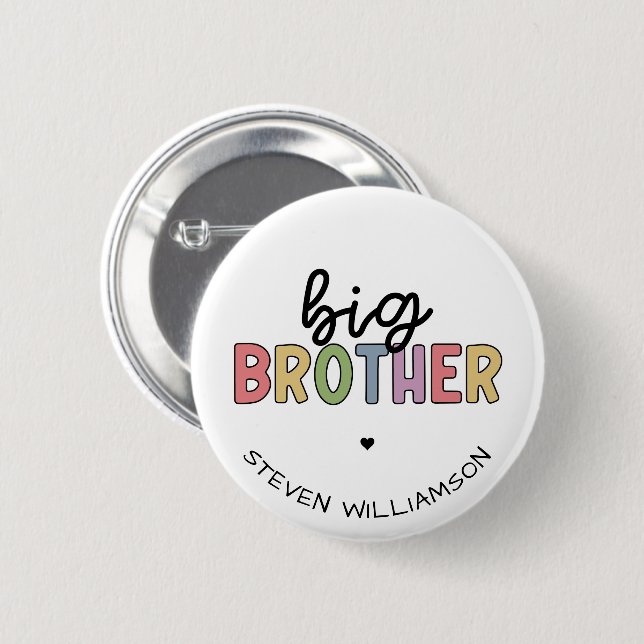 Badge Rond 5 Cm Nom personnalisé Big Brother Cute Personnalisé (Devant & derrière)