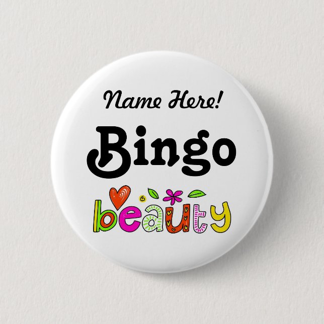 Badge Rond 5 Cm Nom personnalisé Bingo Beauté Pinback personnalisé (Devant)