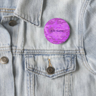 Badge Rond 5 Cm Nom personnalisé Camouflage violet clair