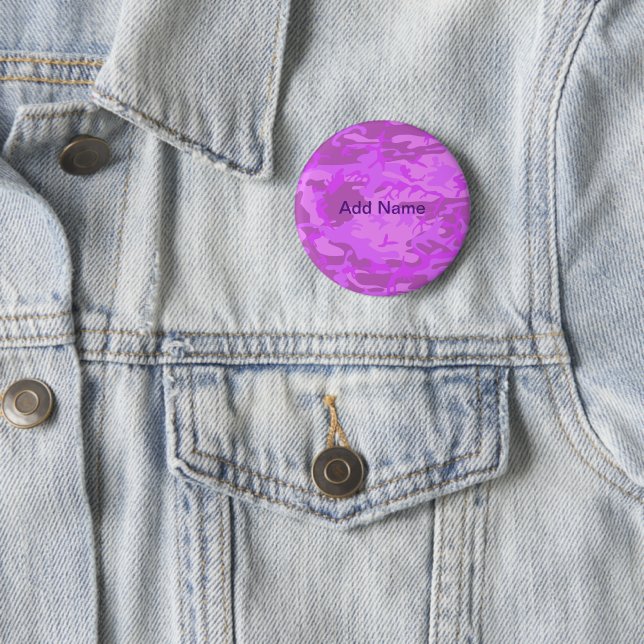 Badge Rond 5 Cm Nom personnalisé Camouflage violet clair (En situation)