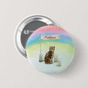 Badge Rond 5 Cm Nom personnalisé Chat Bengal