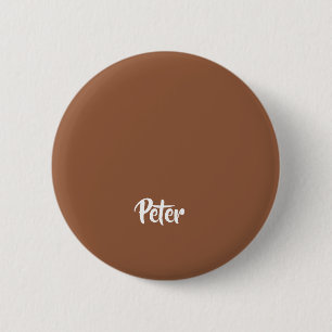 Badge Rond 5 Cm Nom personnalisé chocolat brun plaine