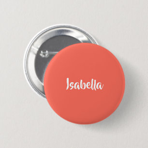 Badge Rond 5 Cm Nom personnalisé corail vibrant vif minimaliste