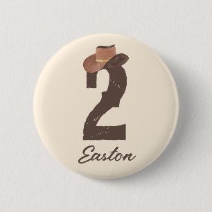 Badge Rond 5 Cm Nom personnalisé Cowboy Casquette 2 Deux 2e annive