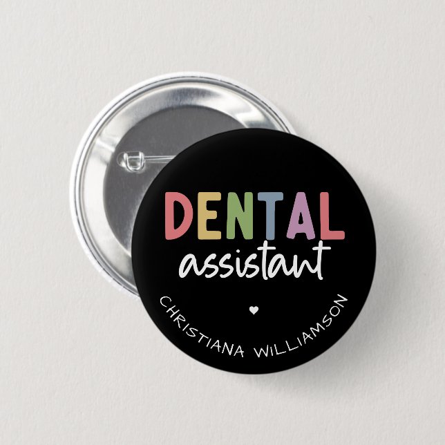 Badge Rond 5 Cm Nom personnalisé Dental Assistant Cadeau (Devant & derrière)