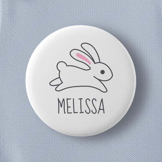 Badge Rond 5 Cm Nom personnalisé du lapin de lapin couché (Créateur téléchargé)