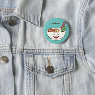 Badge Rond 5 Cm Nom personnalisé et couleur mignonne nouilles Kawa