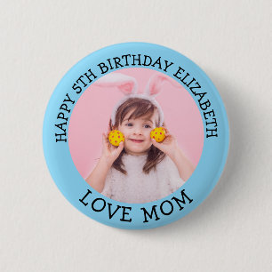 Badge Rond 5 Cm Nom personnalisé et photo Anniversaire maman