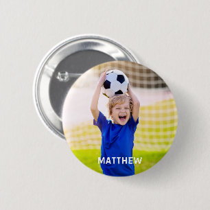 Badge Rond 5 Cm Nom personnalisé et photo Football Sport
