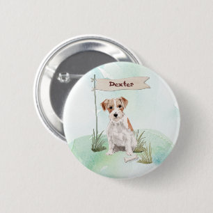 Badge Rond 5 Cm Nom personnalisé Fil Haired Jack Russell Chien de