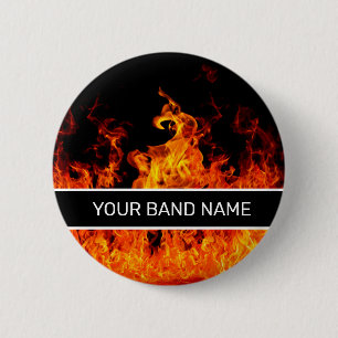 Badge Rond 5 Cm Nom personnalisé Flames de broches de broches de b