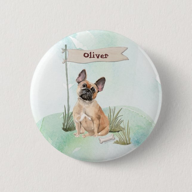 Badge Rond 5 Cm Nom personnalisé French Bulldog Pet Chien (Devant)