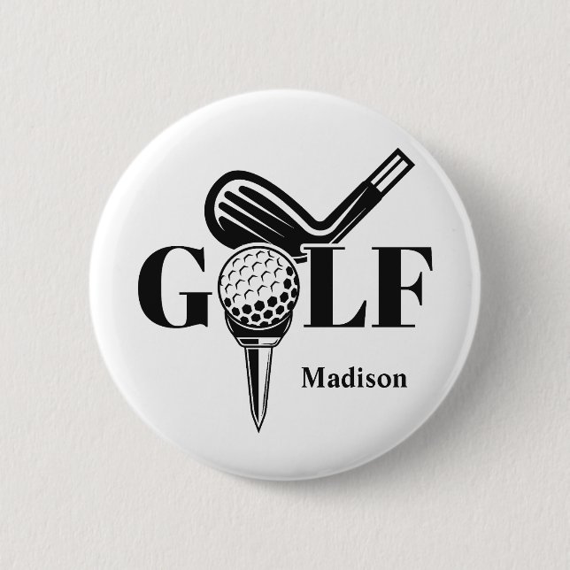 Badge Rond 5 Cm Nom personnalisé Golf (Devant)