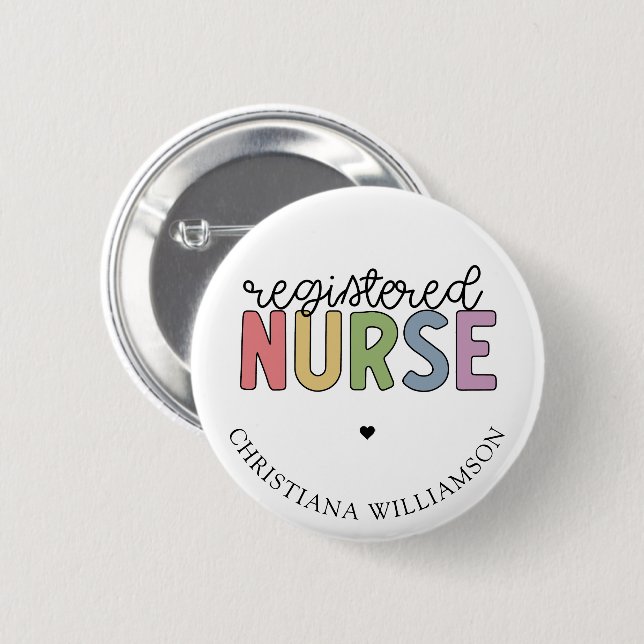Badge Rond 5 Cm Nom personnalisé Infirmière inscrite infirmière in (Devant & derrière)