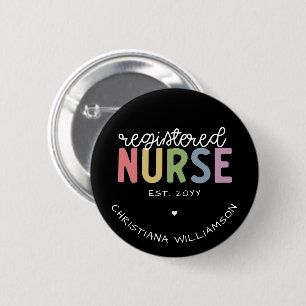 Badge Rond 5 Cm Nom personnalisé Infirmière inscrite infirmière in