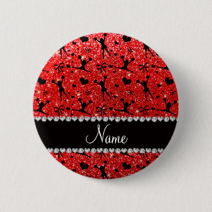 Badge Rond 5 Cm Nom personnalisé neon rouge parties scintillant ch