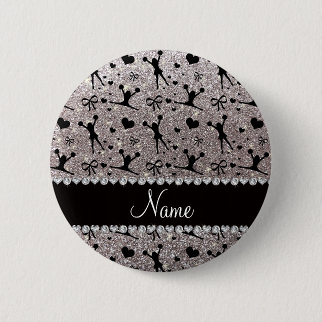 Badge Rond 5 Cm Nom personnalisé parties scintillant argent guerri (Devant)