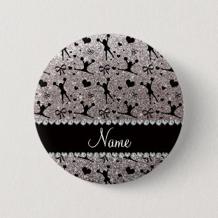 Badge Rond 5 Cm Nom personnalisé parties scintillant argent guerri